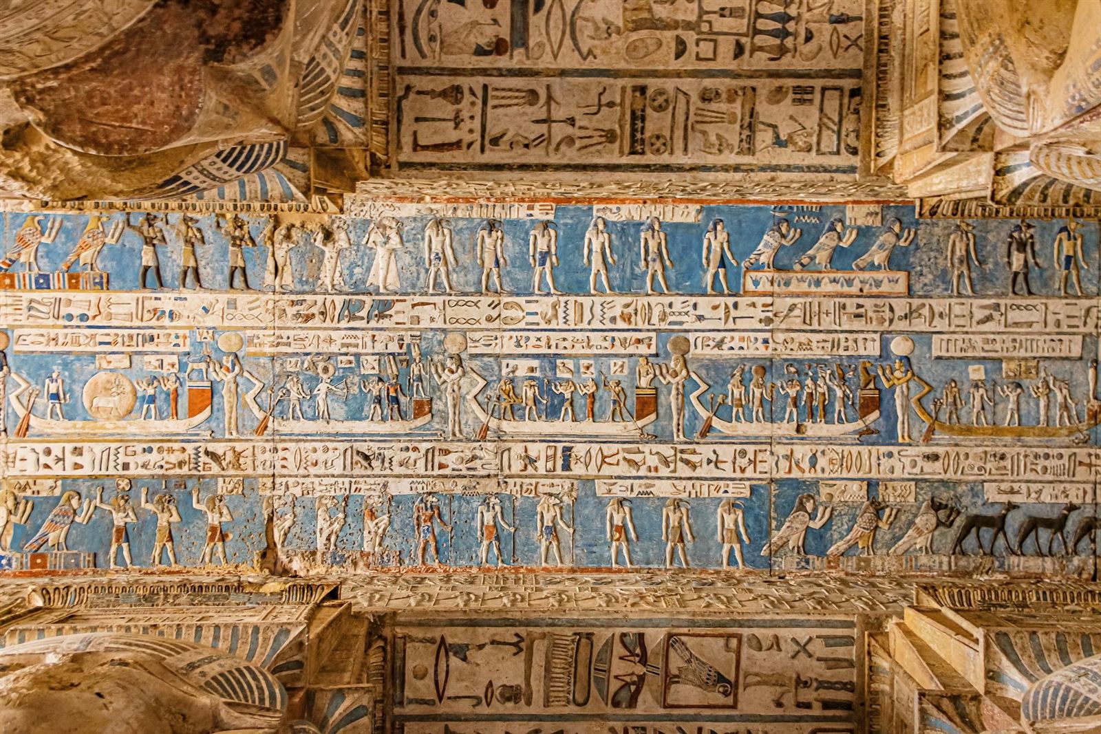Interior columns at the Temple of Hathor in Dendera