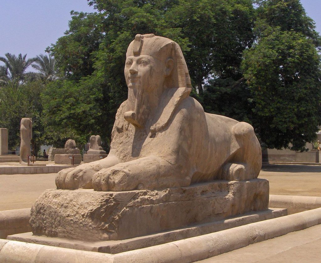 Ancient stone sphinx at Memphis near Cairo