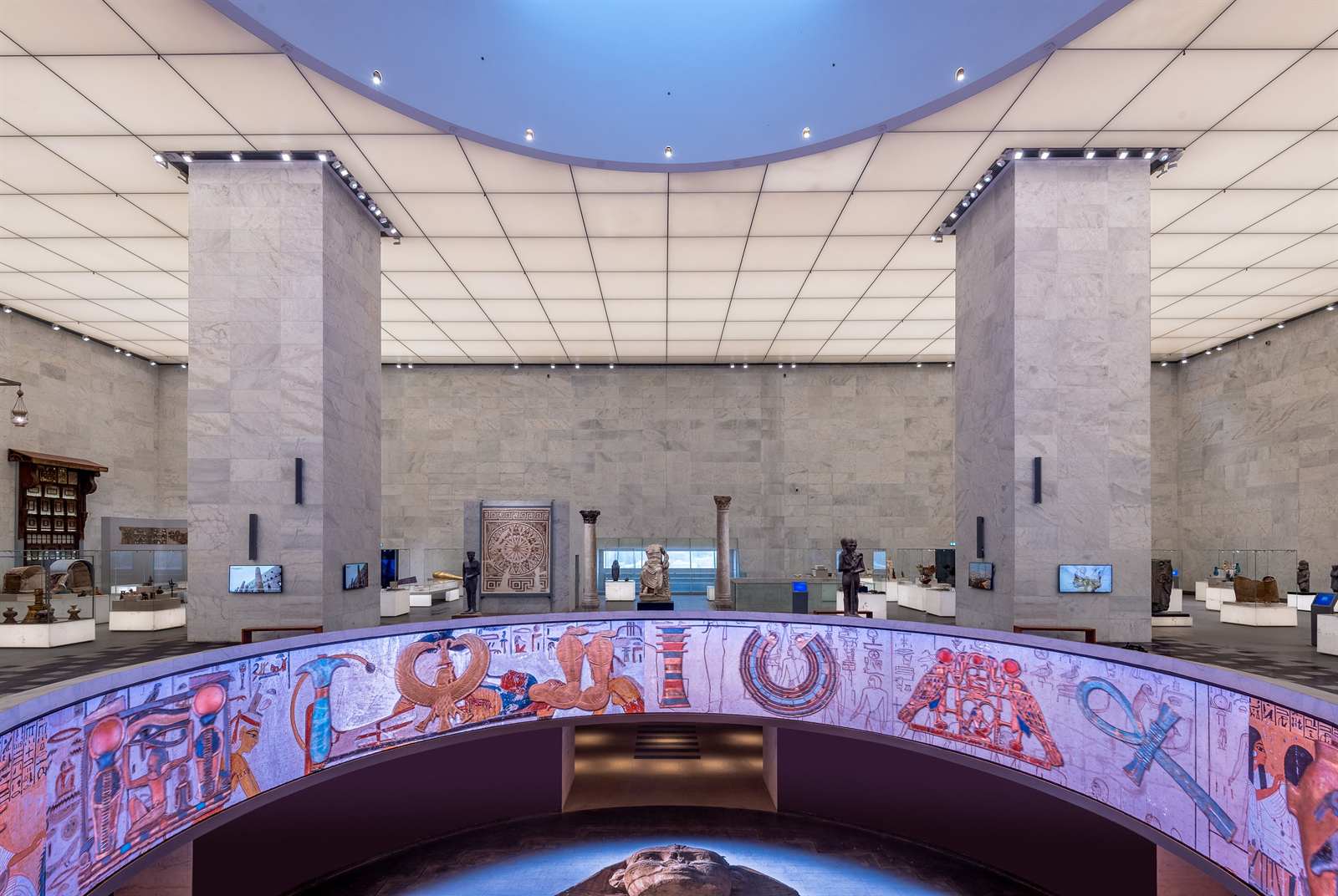 Interior gallery at the National Museum of Egyptian Civilization in Cairo