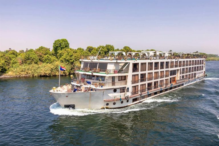Nile cruise sailing between Luxor and Aswan in Upper Egypt