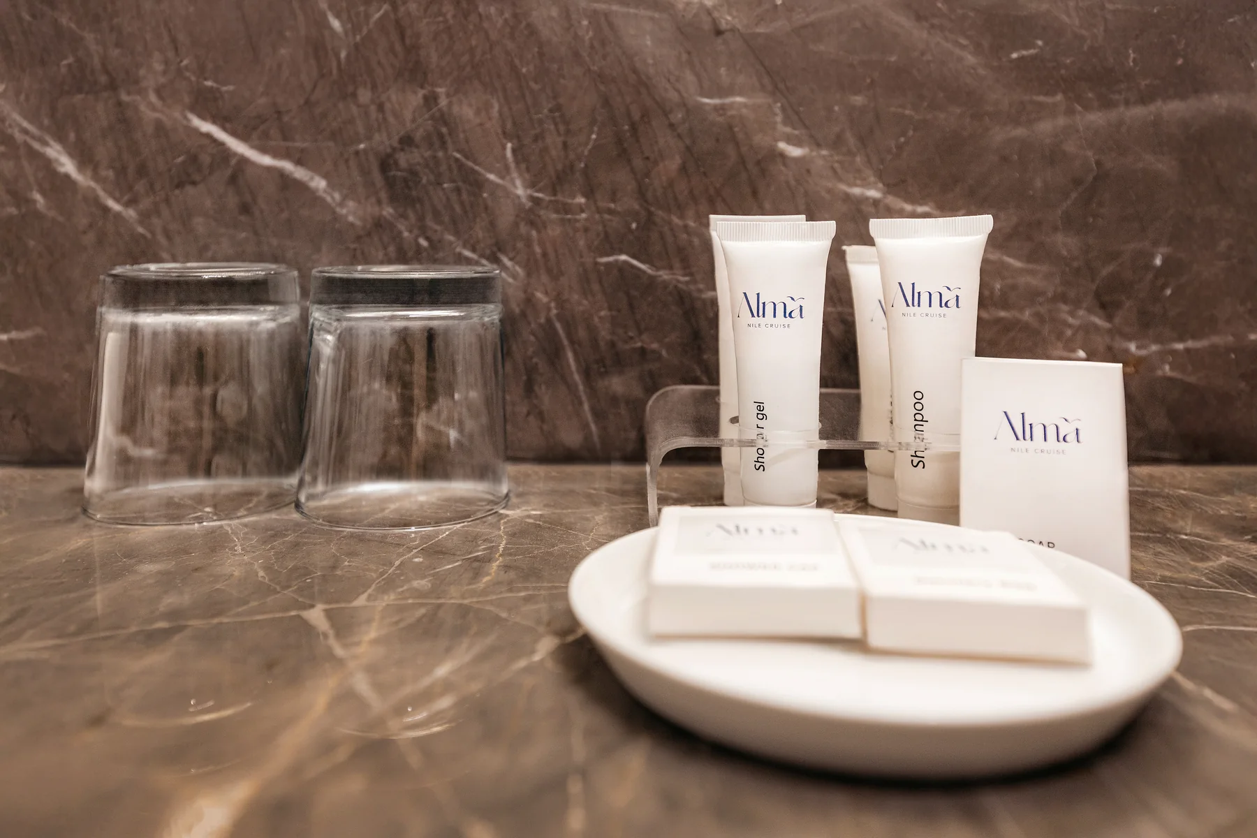 Bathroom amenities aboard M/S Alma Nile Cruise