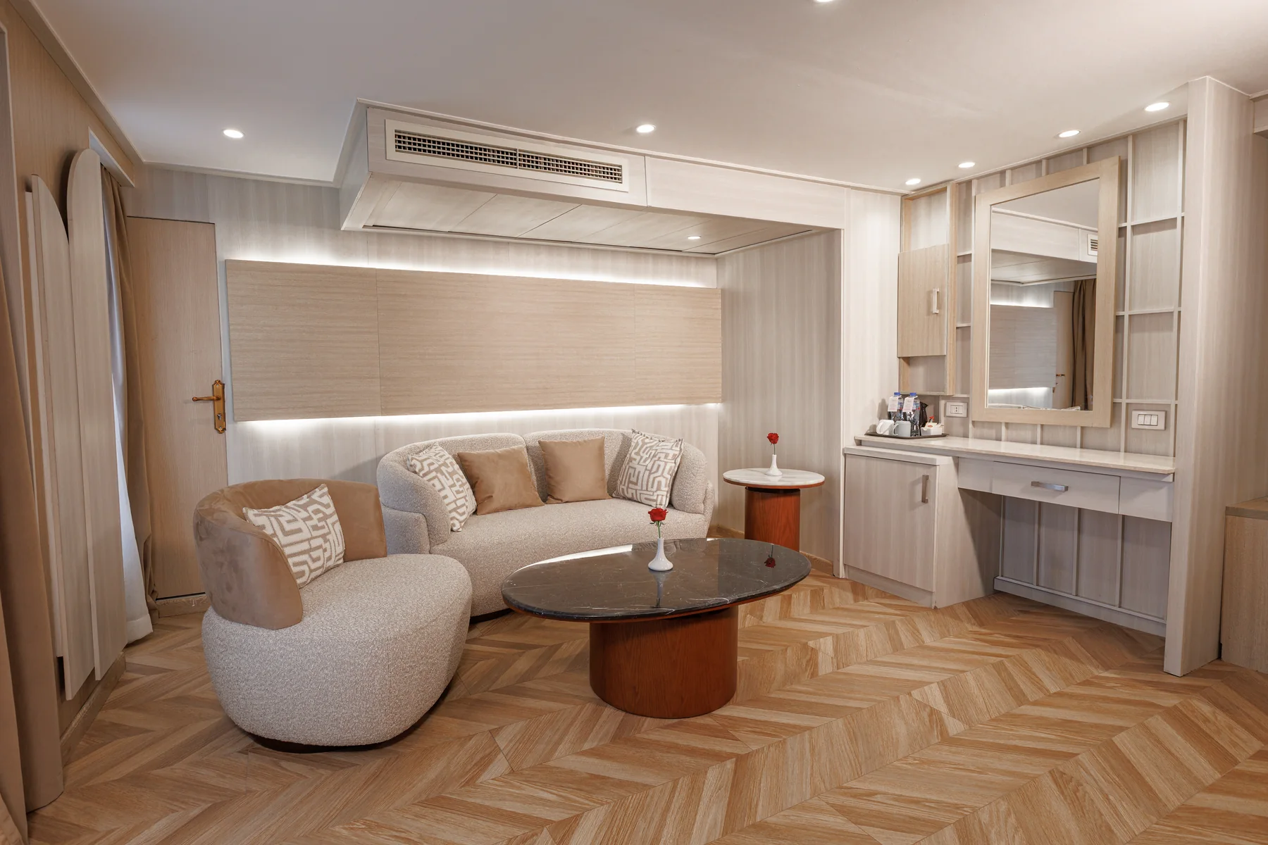 Suite lounge aboard M/S Alma Nile Cruise
