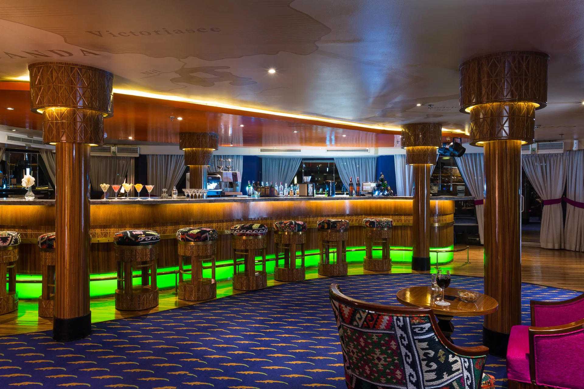 Bar area aboard M/Y Alyssa Nile cruise