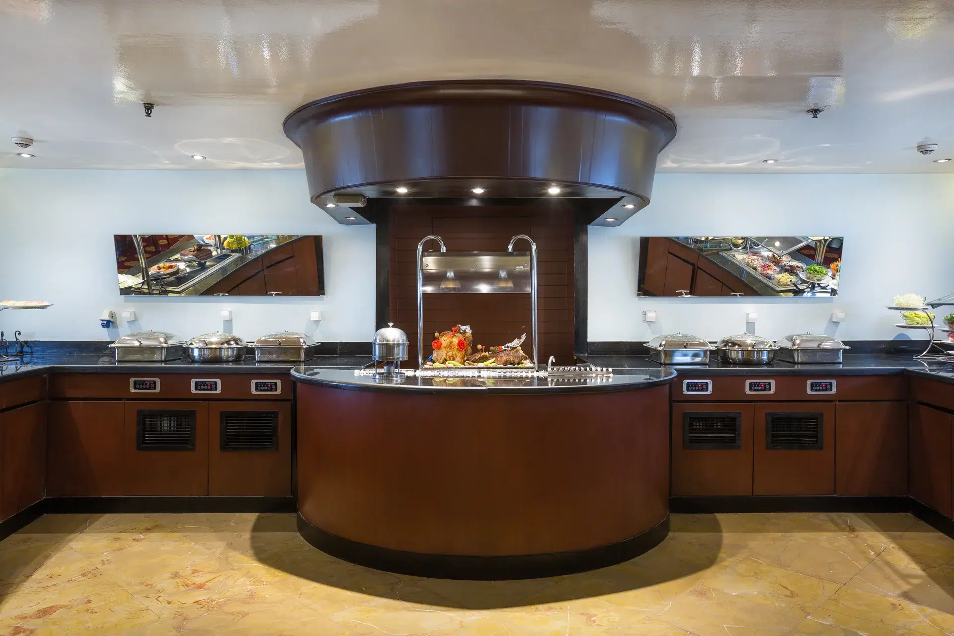 Buffet service aboard M/Y Alyssa Nile cruise