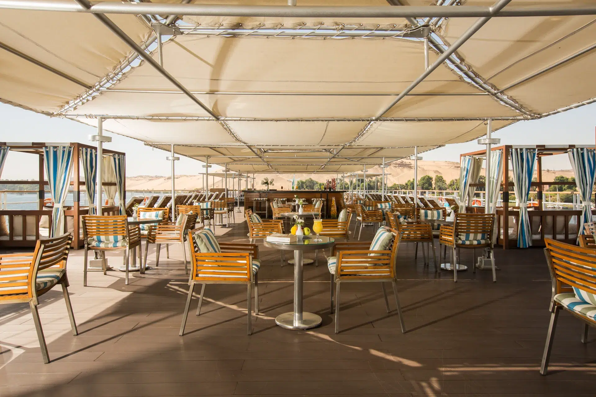 Sun deck seating aboard M/Y Alyssa