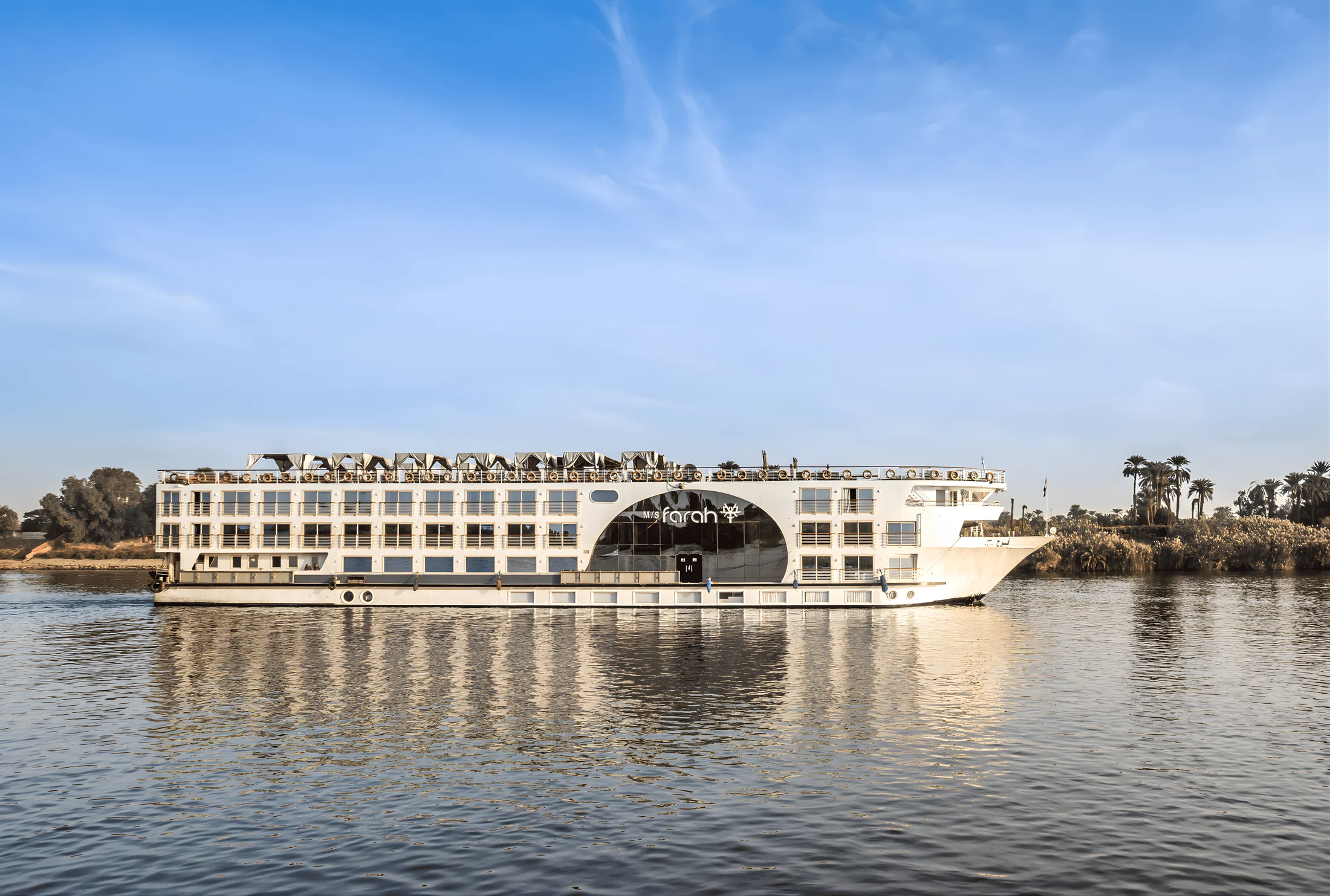Side view of Farah Nile Cruise on the river