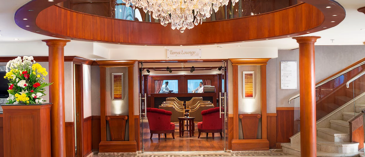 Lobby and reception aboard Amwaj Living Stone Nile Cruise