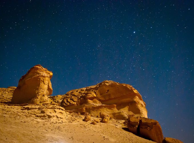 Fossil landscape in Wadi Al-Hitan Whale Valley Fayoum Egypt