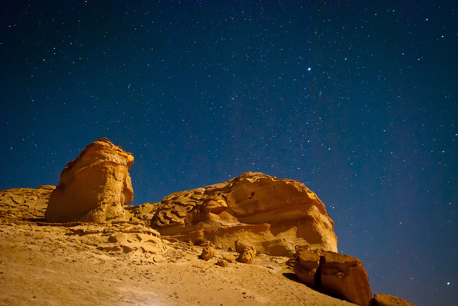 Fossil landscape in Wadi Al-Hitan Whale Valley Fayoum Egypt