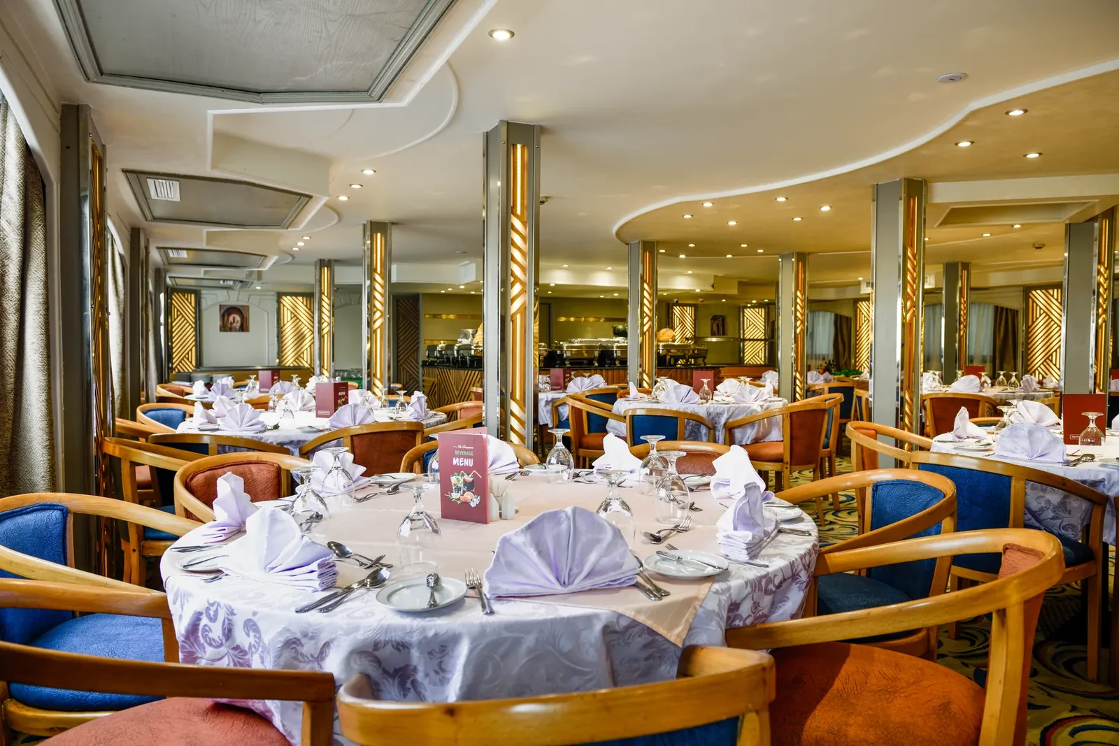 Dining area aboard M/S Nile Treasure Nile Cruise