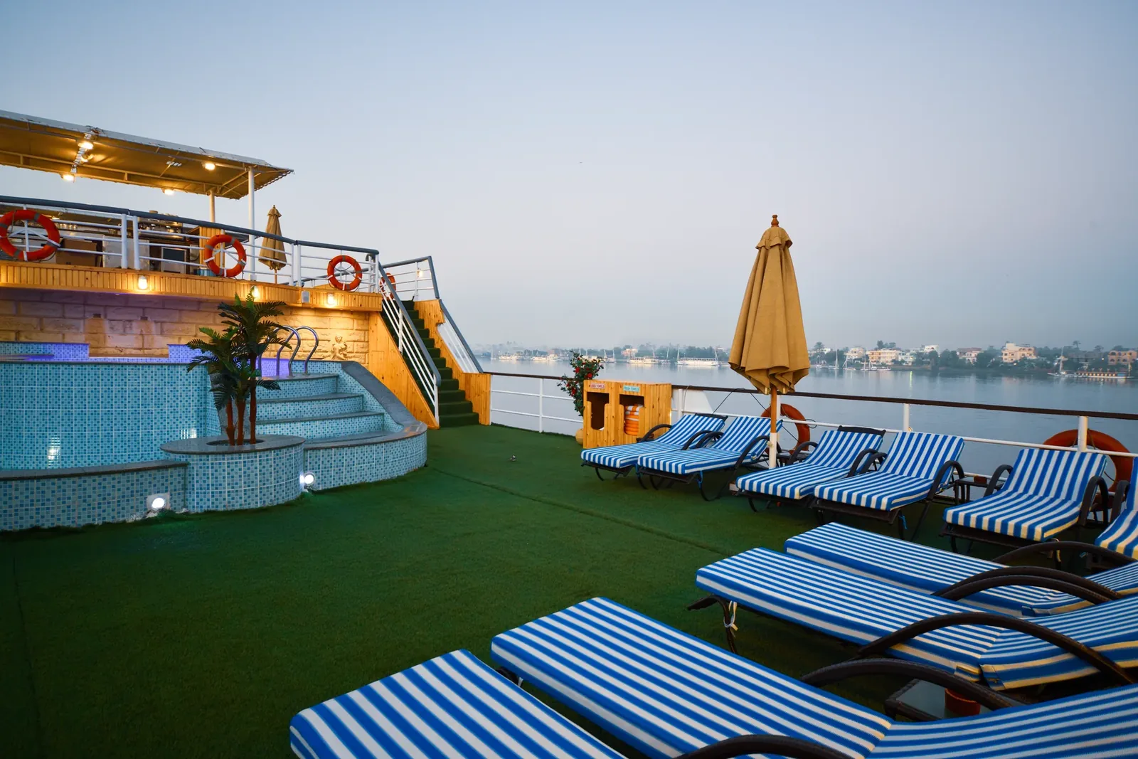 Loungers on the M/S Nile Treasure sun deck