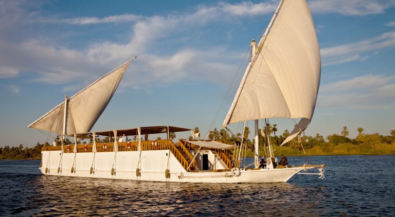 Representative luxury dahabiya sailing on the Nile between Aswan and Luxor