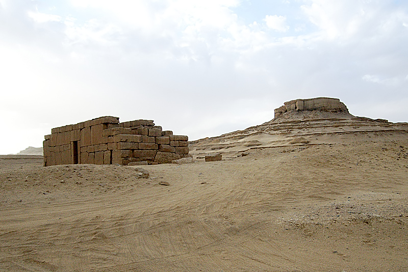 Qasr El Sagha temple and desert landscape in Fayoum, Egypt