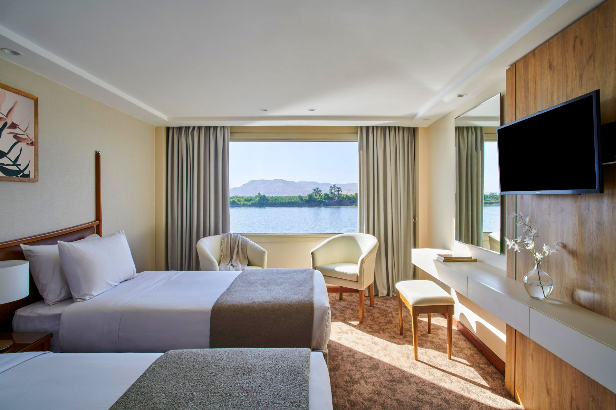 Lounge seating aboard Movenpick Royal Lotus Nile Cruise