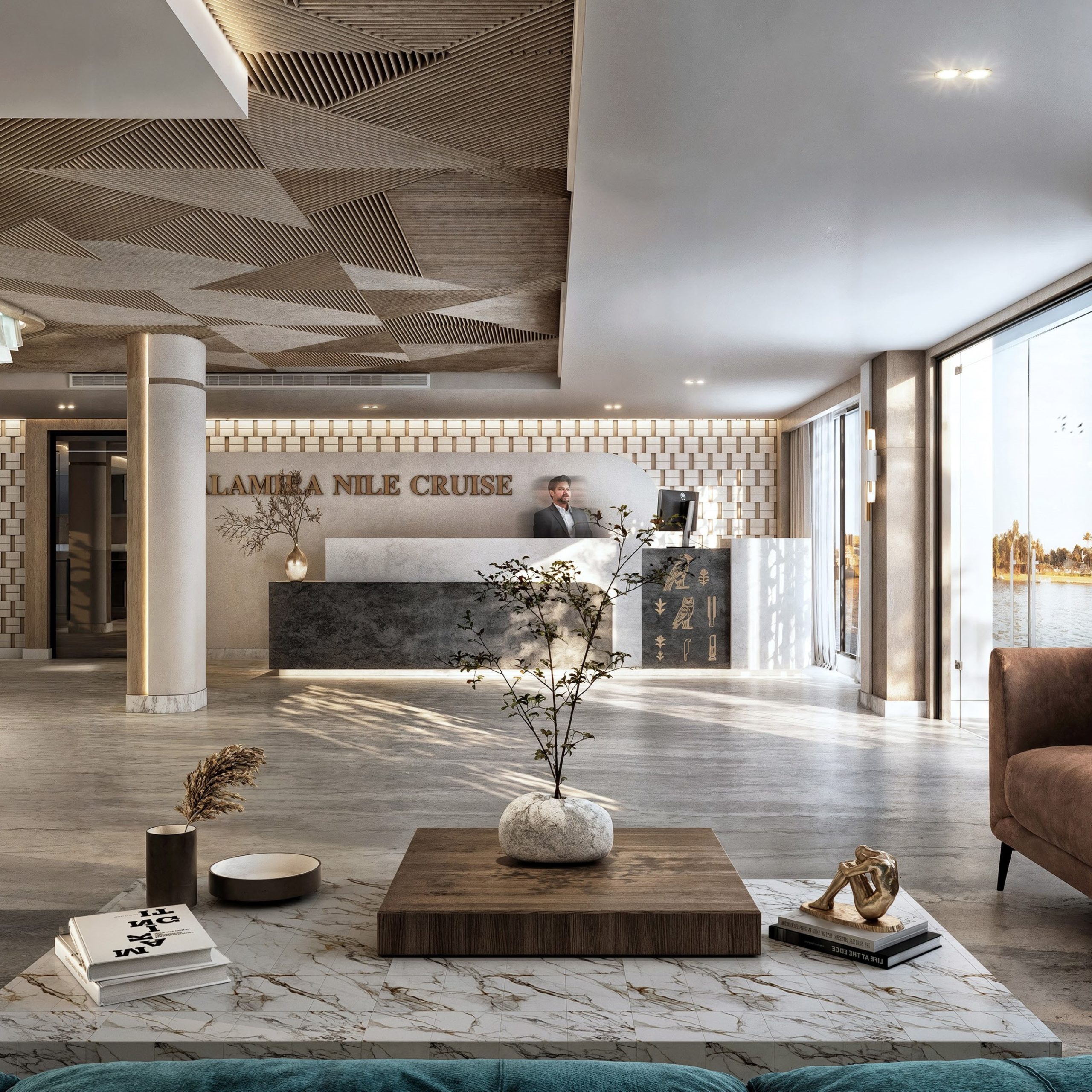 Lobby aboard the Royal Princess Amira Nile cruise vessel