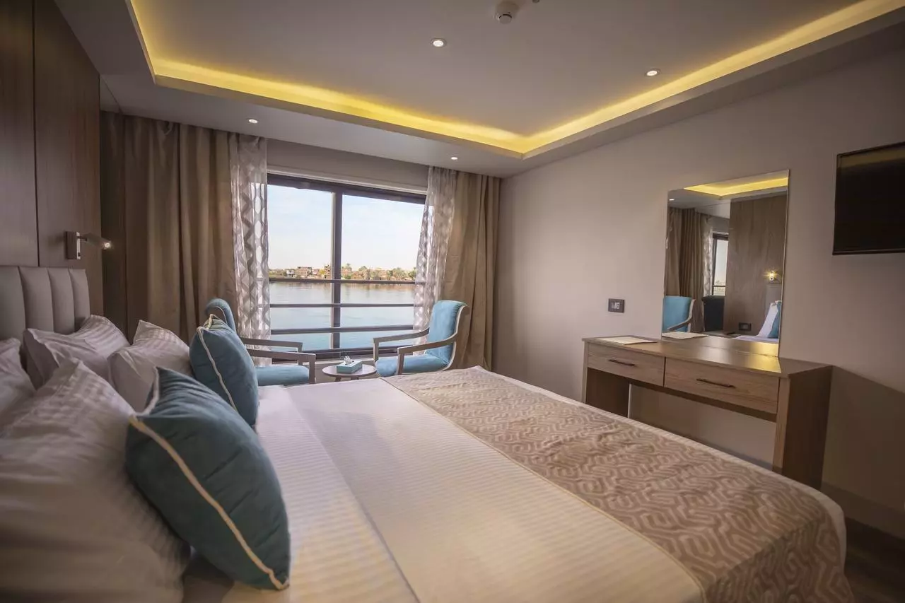Lounge space aboard M/S Semiramis II Nile Cruise