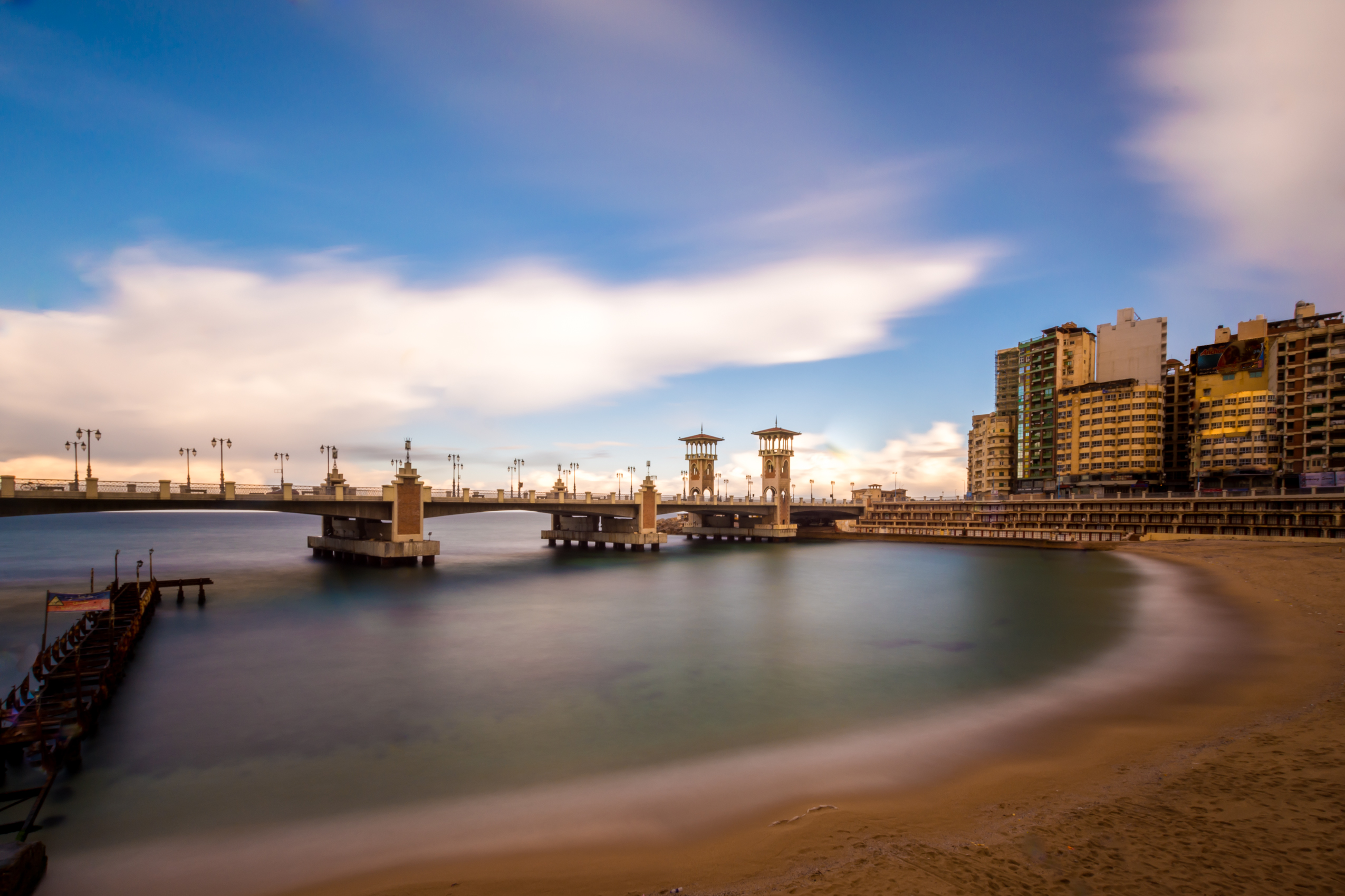 Stanley Bridge on Alexandria's Mediterranean Corniche during a private 5 day Cairo and Alexandria tour